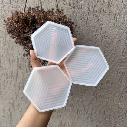 Geometric design hexagon coaster set of 3 resin art