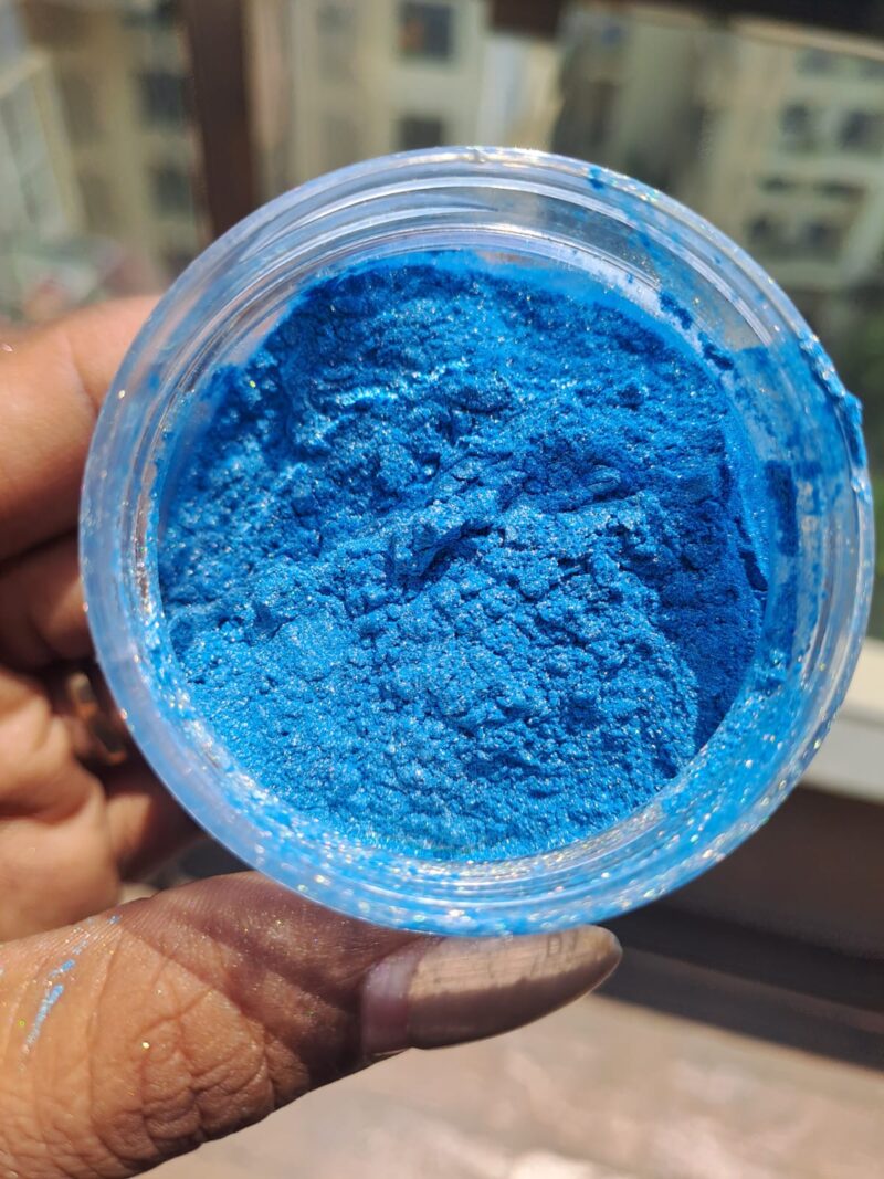 Sky blue pearl pigment resin art