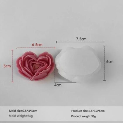 Heart rose candle mould